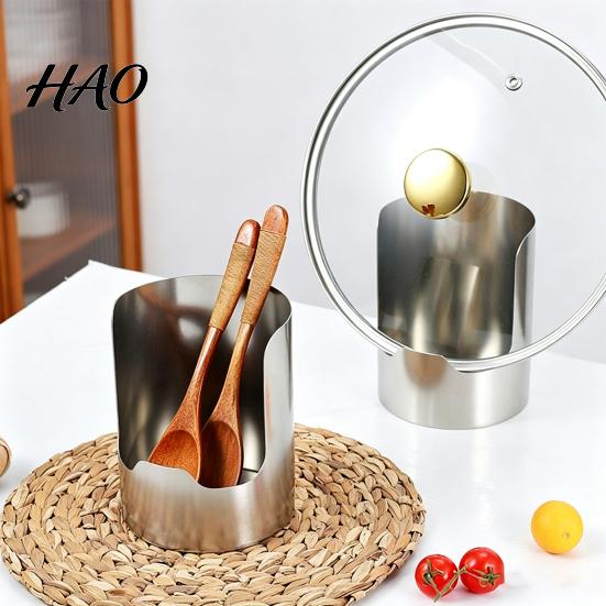 Kitchen Accessory for Small Apartments Stainless Steel Pot Lid And Spoon Rack, 2-in-1 Vertical Utensil Space Saving Tool Organizer Holder Space-Saving
