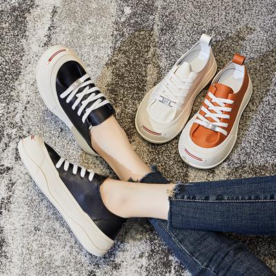 Xiao Meow Douyin популярные повседневные маленькие белые туфли женские 2025 летние новые женские универсальные туфли на плоской подошве из натуральной кожи женские туфли