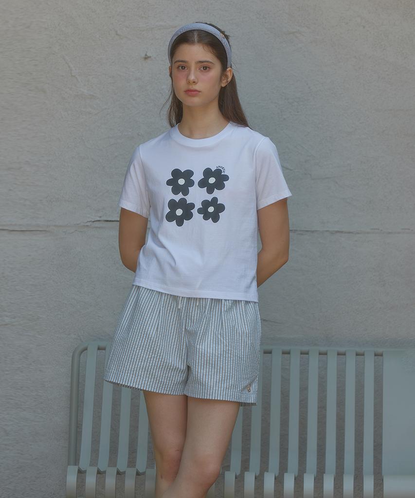 ANOETIC Шорты с оборками и завязками Frill String Banding Shorts_Полоска Черный