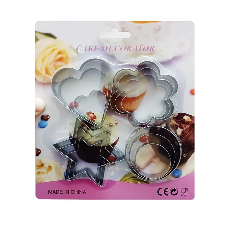 Набор из 12 геометрических формочек для печенья в форме круга и сердца - инструменты для выпечки из нержавеющей стали