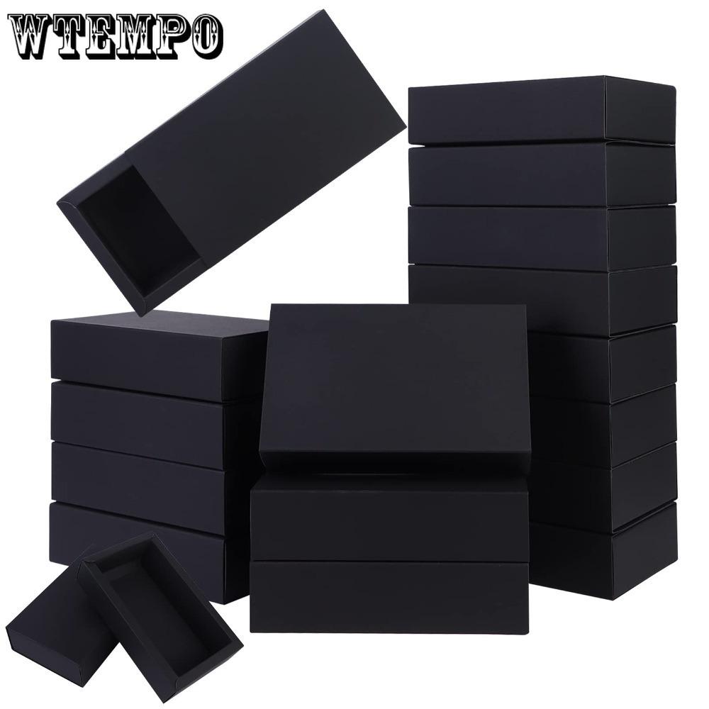 8 шт. Черная коробка-ящик, подарочные коробки из крафт-бумаги, мини-коробки для поделок, картонные коробки, складные коробки для угощений, прямоугольная подарочная упаковочная коробка для поделок, бизнеса, свадьбы