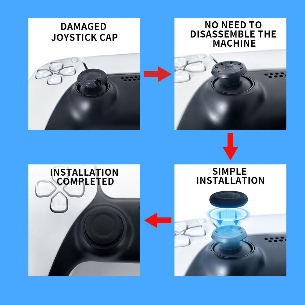 Сменные колпачки на стики для геймпада PS5 PS4, силиконовые, нескользящие, накладки на аналоговые стики, запчасти для ремонта, аксессуар