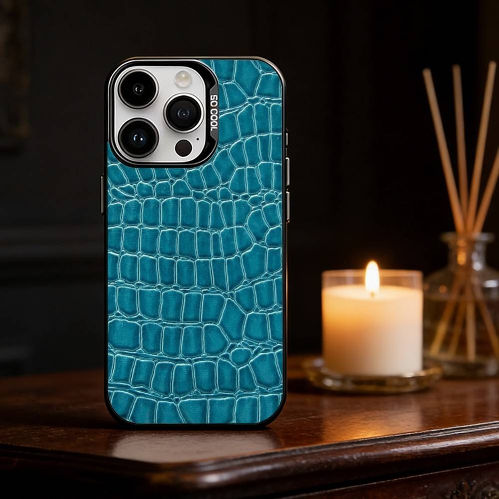 Чехол для телефона из кожи крокодила Серебристый корпус Для IPhone 17 16 15 14 13 12 11 Pro Max Plus