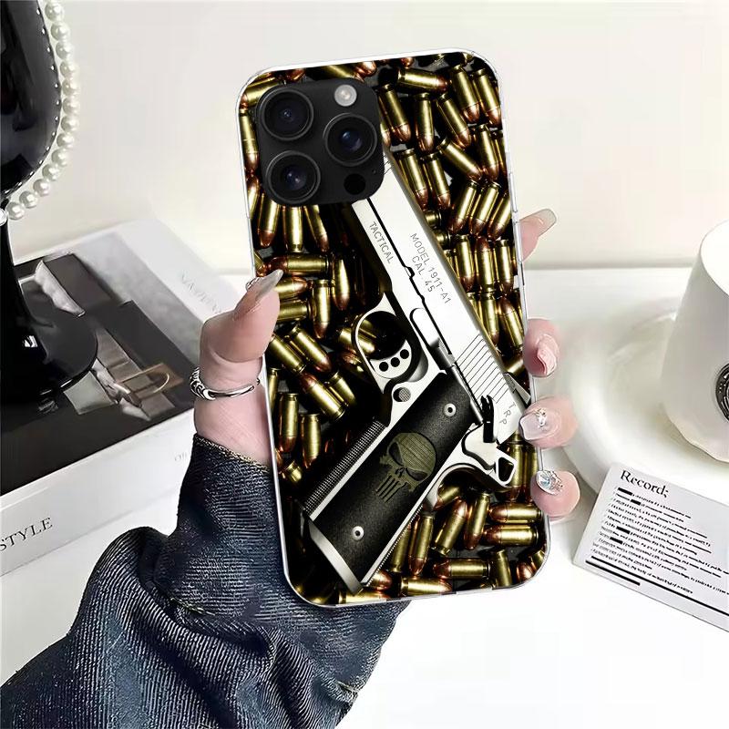 Пули для пистолета АК-47 Пистолет Мягкий чехол для телефона Для IPhone 11 17 Air 16E 16 Pro Max 15 + 14 Plus 13 Mini 12 Apple 7 SE 8 Fundas Coque 1