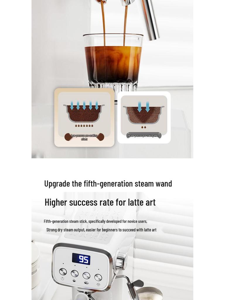 Обновленная полуавтоматическая эспрессо-машина с капучинатором для домашнего использования