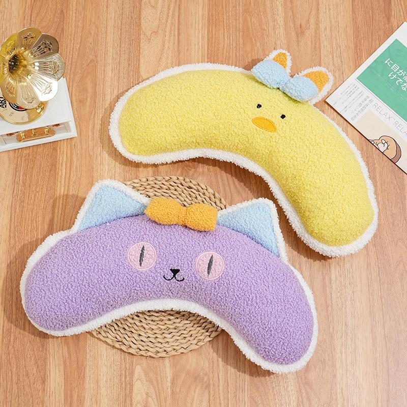 Pet Bow Half Moon Pillow Cat Sleep U-shaped Pillow Cute Plush Toy Dog Mattress Dog Beds for Small Dogs