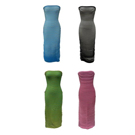 Женское летнее облегающее платье макси-труба в рубчик без бретелек выходное вечернее платье в полоску без рукавов трикотажное длинное платье