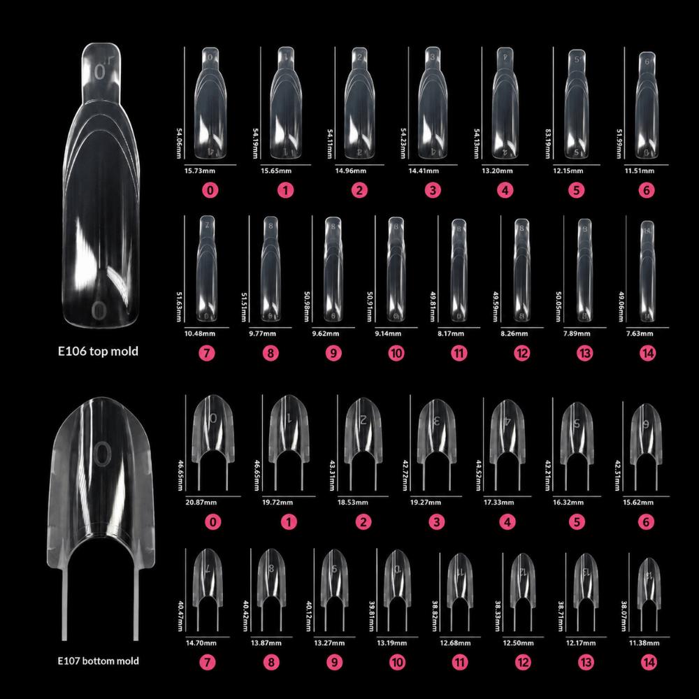 Reusable Nail Forms Top & Bottom Dual Nail Molds New Sandwich Nail Forms Nail Art Salon