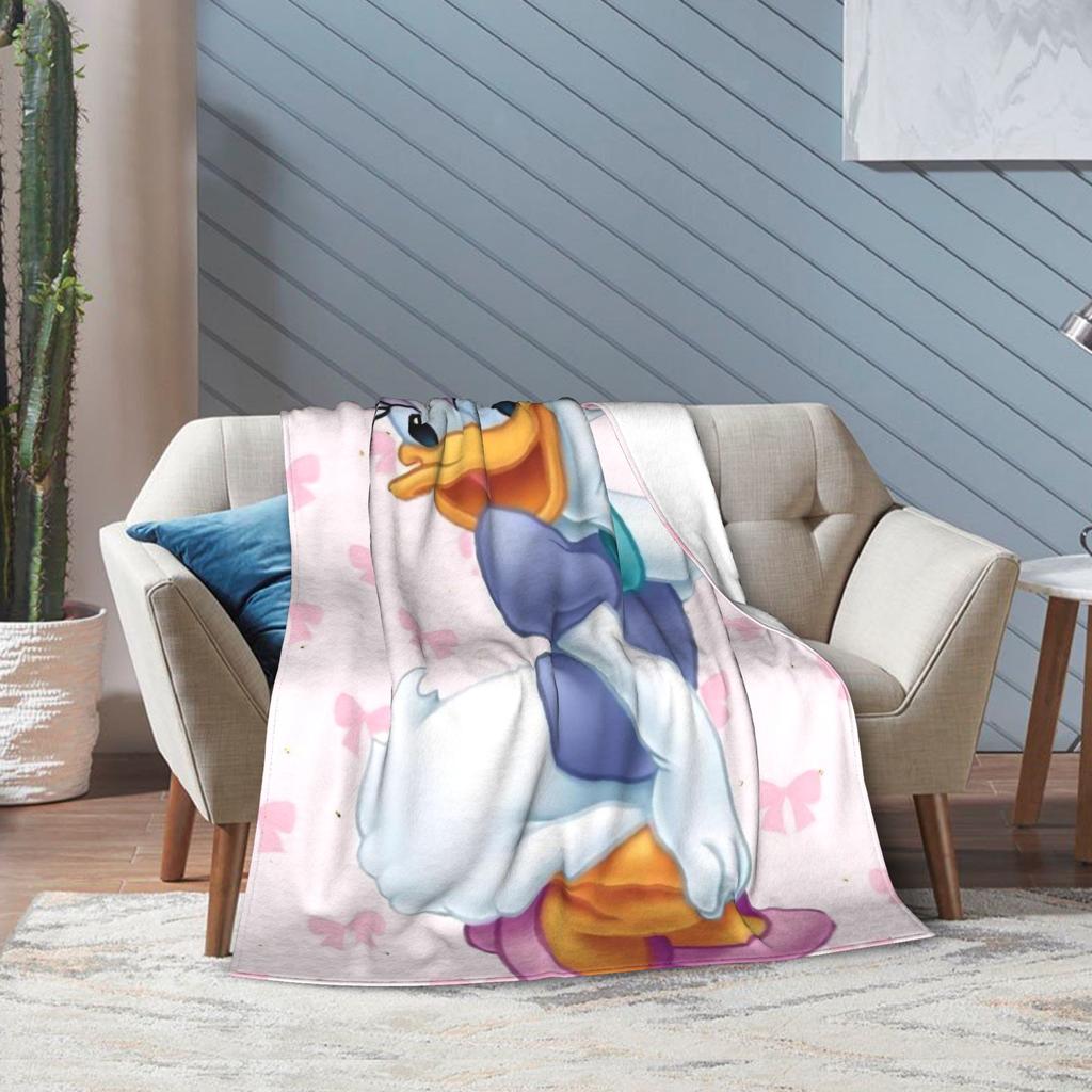 Funny Cute Daisy Duck Blanket Multiple Sizes Warm Cozy Fluffy Throw Blankets for Sofa Couch and Bed