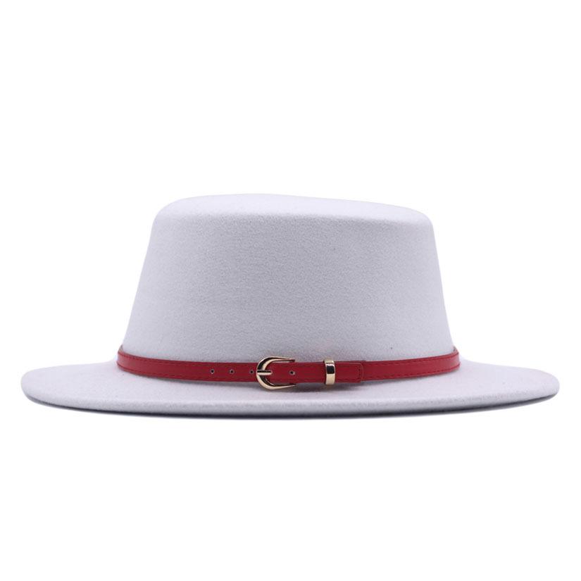 Autumn and winter new British men's top hat, flat-top woolen hat, European and American jazz hat, big-brimmed women's hat
