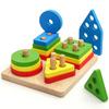 Деревянные игрушки для сортировки и stacking Монтессори игрушки для 1 2 3 лет Блоки для распознавания форм и цветов Собирающаяся головоломка Обучающие игрушки