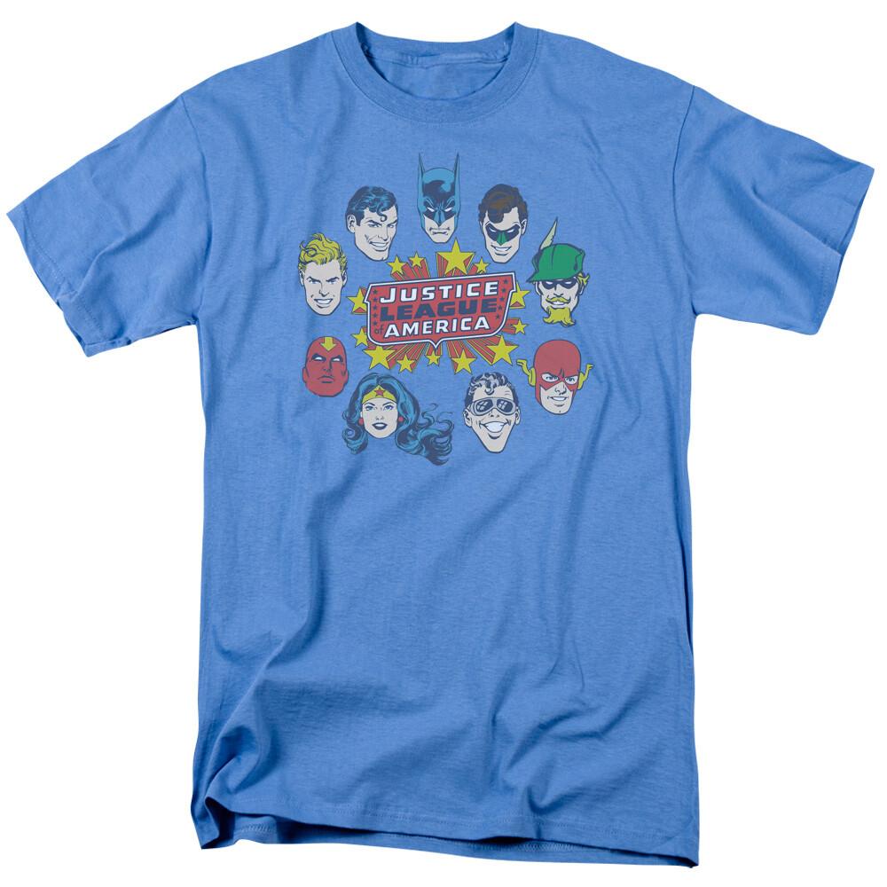 Лига Справедливости Лига Голова Круг Футболка Мужская Лицензированная DC Comic Каролинский Синий