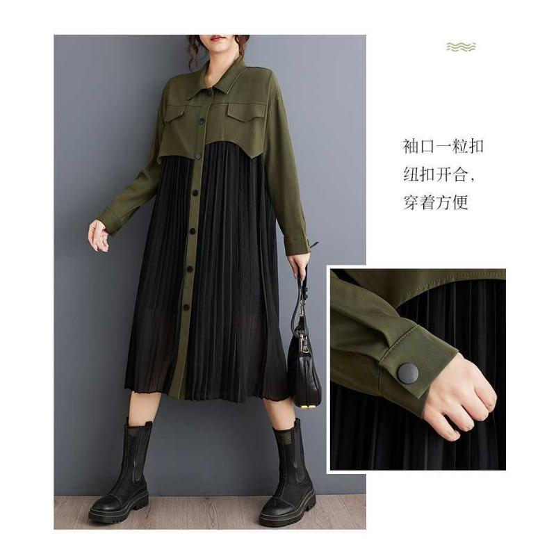 Нишевое платье с длинным рукавом, свободного кроя, пэчворк, плиссированное