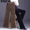 Elastic Waist Corduroy Pants Women Autumn Winter Straight Velvet Pants Woman Pocket Loose Casual Trousers Ladies