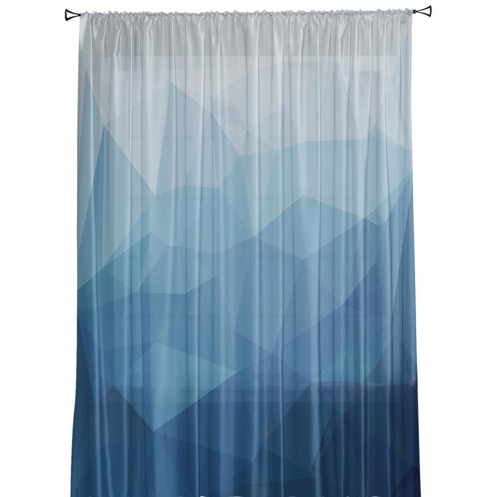 Треугольный синий градиентный тюль прозрачные оконные шторы для гостиной кухни детской спальни вуаль подвесная занавеска