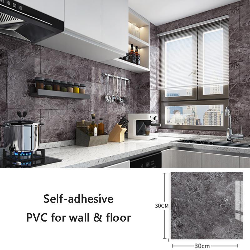 Self-adhesive Imitation Marble Wall Stickers 30x30cm PVC Floor Stickers Waterproof Bathroom Living Room Kitchen Decoration Decal