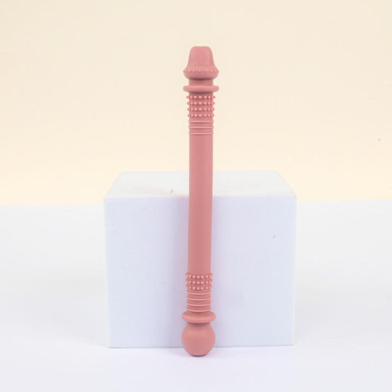 Silicone Kid Chewing Tube Pacifier Teeth Massager Hollow Molar Straw Oral Training Baby Teether Toy