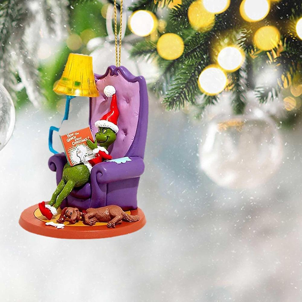 6шт Гринч елочные украшения висит акриловый 2D орнамент кулон партии