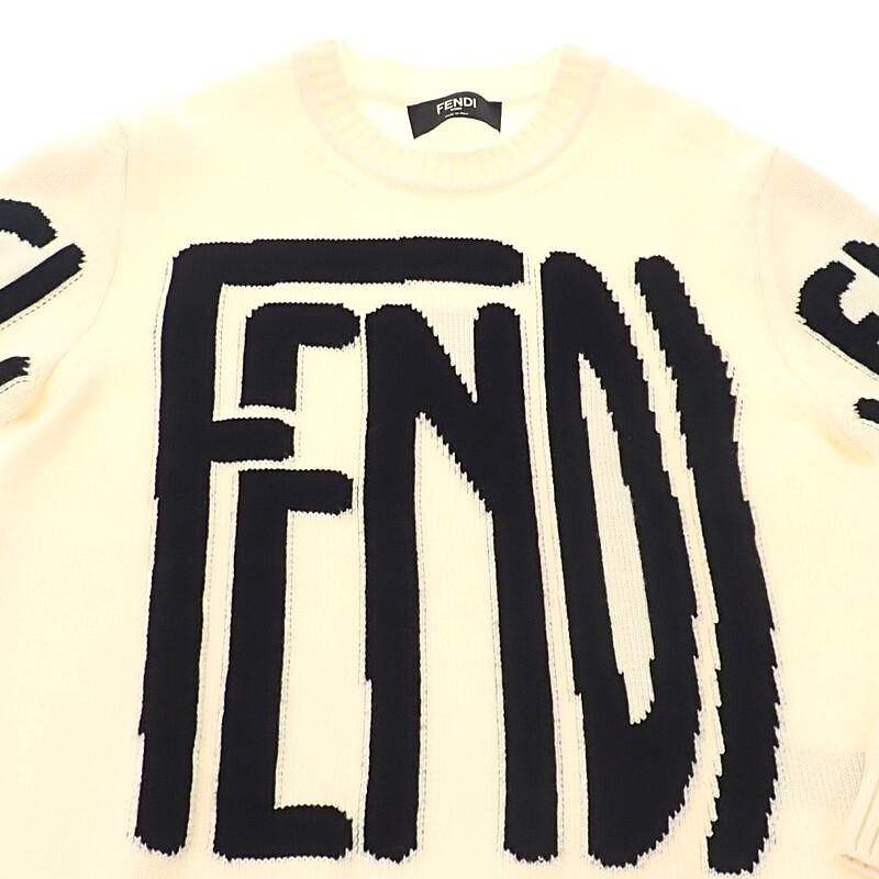 FENDI  FZY111 ADU6 L sweater Ivory wool mens
