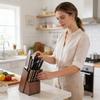 Держатель для кухонных ножей 14 слотов Деревянный органайзер Держатели для ножей для столешницы Для кухонных ножниц Точилка для ножей Столешница Дом