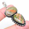 Unakite Natural 925 Sterling Silver Jewelry Pendant 2.36" Gift for Her
