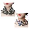 2Pcs Women Faux Silk Scarf Printing Faux Pearl Decor Lace Trim Lightweight Scarf Hand Strap Accessory