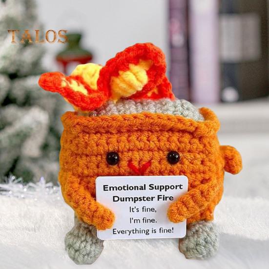 2 шт. Позитивный крючком мусорный контейнер в виде пламени с поощрительной открыткой, эмоциональная поддержка, ручная работа, вязание, мусорный бак, кукла, украшение, орнамент