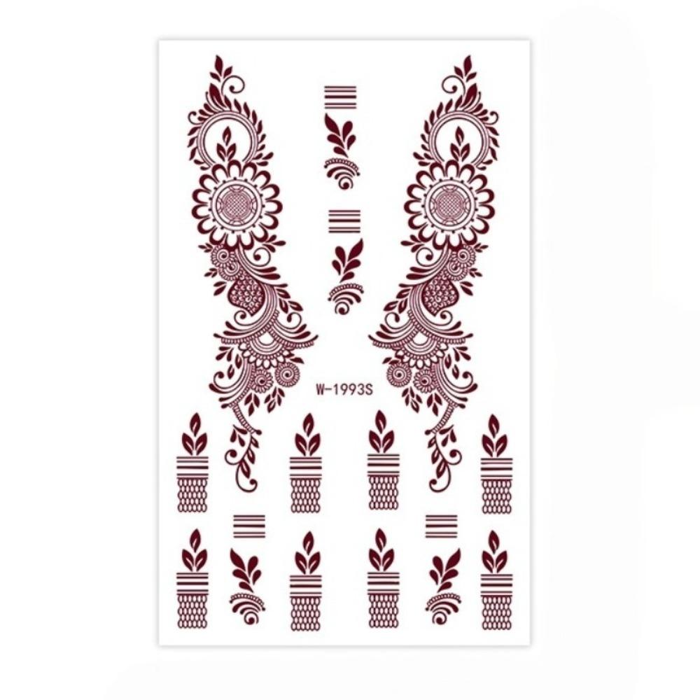 Red Mehndi Stickers Henna Tattoo Stickers Lace Fake Tattoo Red Henna Tattoo Decals India Mehndi