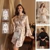 Sexy Nightgown Light Luxury Pajamas Women's Bathrobe Satin Lace Temptation Bridesmaid Clothes Cardigan Loungewear