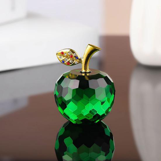 Стеклянные яблоки, фигурка, искусственный хрустальный фрукт, украшение, коллекционные полупрозрачные яблоки, украшение для домашнего офиса, приборной панели автомобиля