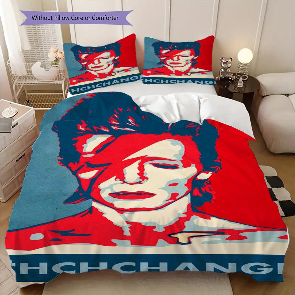 David Bowie Chchchange Bedding 1 Duvet Cover 2 Pillowcase Without Core Bedding Set Christmas Birthday Gift Soft And Comfortable