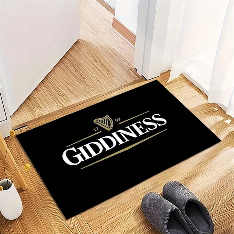 Black Guinness Harp Logo Print Area Rug, Soft Non Slip Floor Mat for Bar Living Room Bedroom Home Decor Carpet