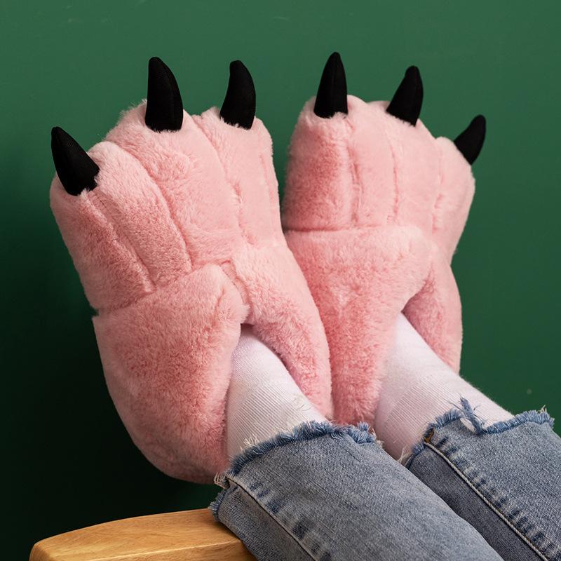 Fashion Top Quality Warm Imitation Rabbit Hair Slippers Women Girls Slip On Bear Paw Shoes Ladies Creative Fluffy Indoor Slipper Female
