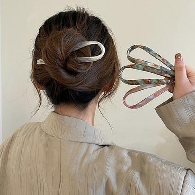 Винтажная ацетатная шпилька для волос для девочек и женщин, U-образные палочки для волос, заколка для хвоста, инструмент для пучка, прически, свадебные аксессуары для волос