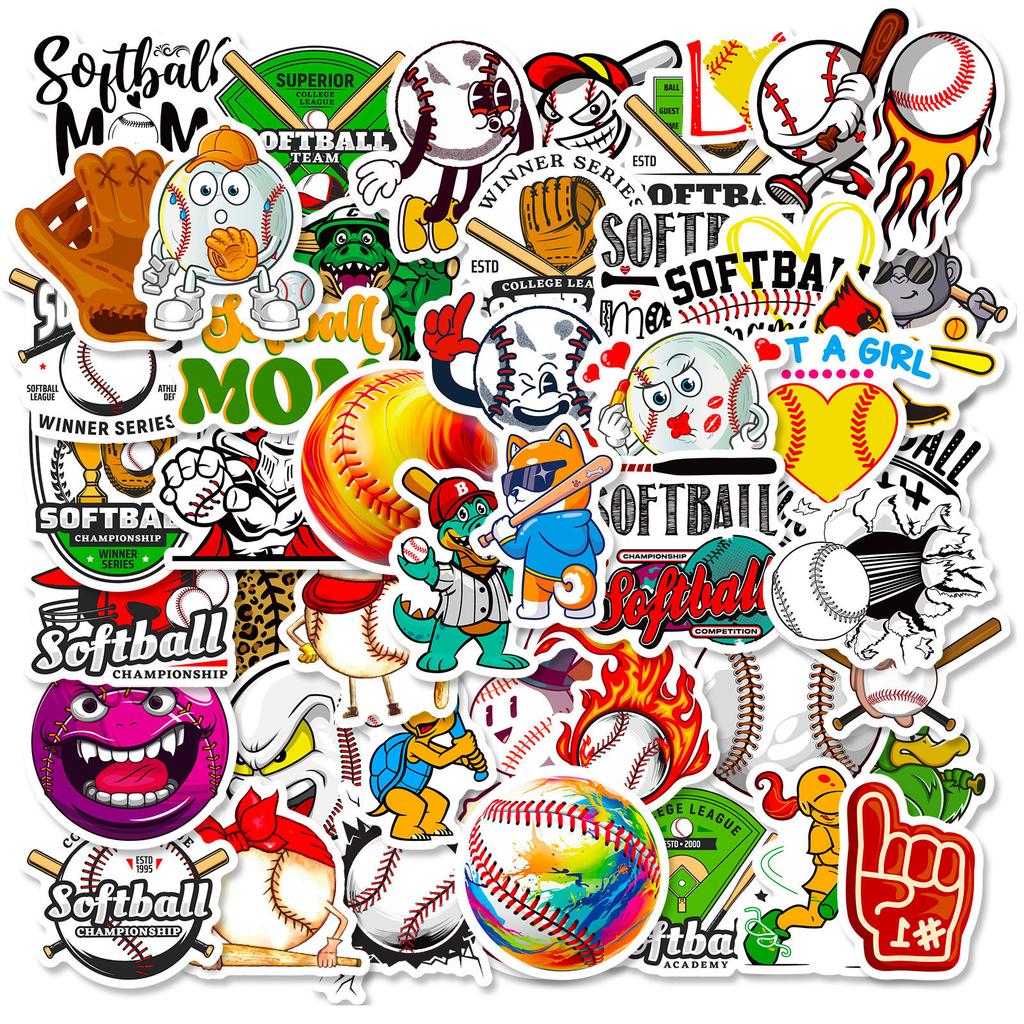 50 Sheets Of Baseball And Softball Nordic Style Independent Personality Diy Decorative Stickers Waterproof Gooka Stickers