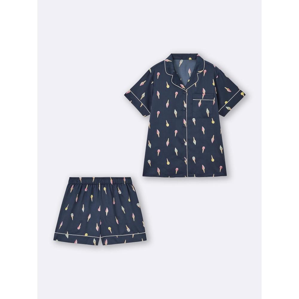 GU by Uniqlo Атласная пижама с короткими рукавами и шортами Gelato 