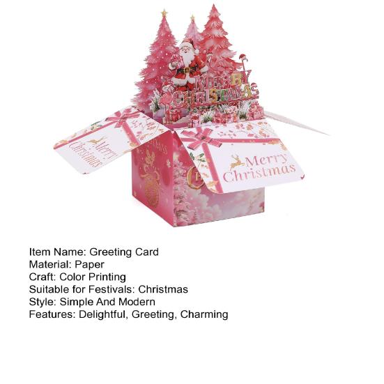 3D Pop Up Christmas Cards Pink Flamingo Holiday Greeting Cards Merry Christmas Gift Card
