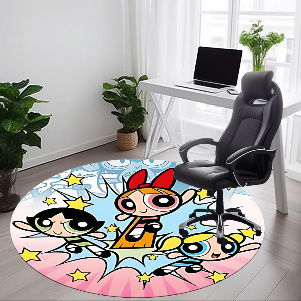 1pc Powerpuff Girls Office Round Area Rug, Under Office Chairs Bedroom Living Room Home Decor, Room Deco, Available in Various Sizes040