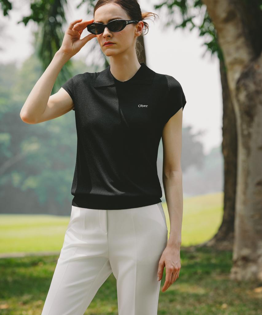 OBER GOLF Cool Collared Knit Cap (Black)
