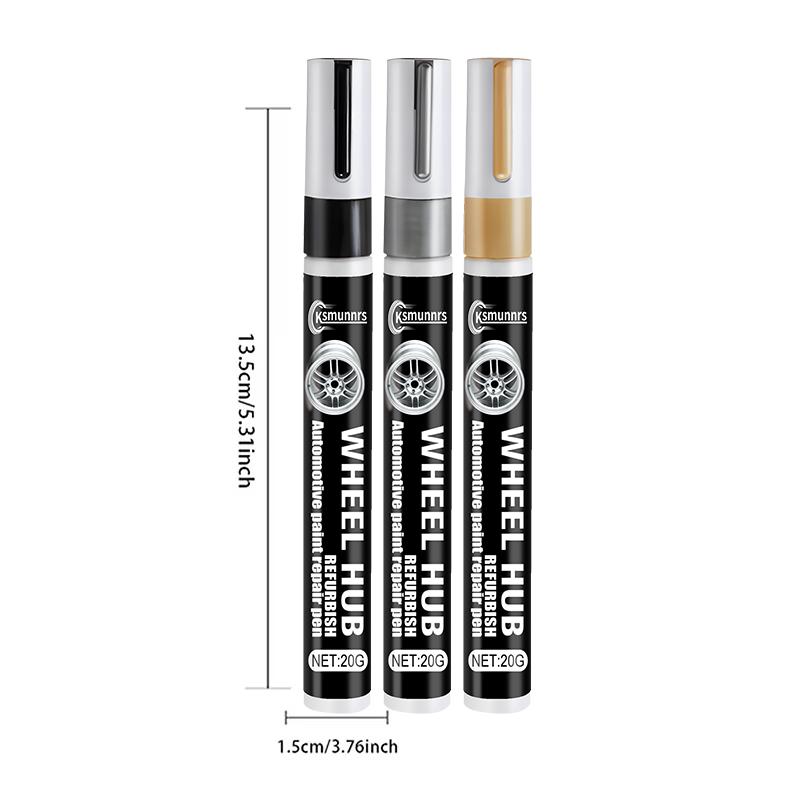 Car Touch-Up Paint Pen – Black Interior Console Silver Wheel Hubs One-Step Scratch Repair Restoration Touchup Paint2