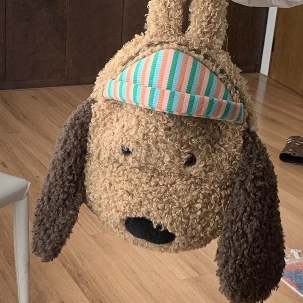 Fluffy Cartoon Plush Backpack Stuffed Students School Bag Dog Plush Doll Knapsack Kid Girl Boy
