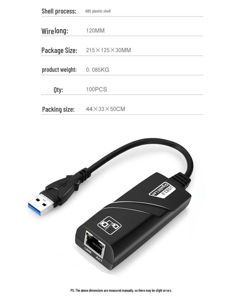 Адаптер USB 3.0 на RJ45 Ethernet - Гигабитная сетевая карта, не требует драйверов
