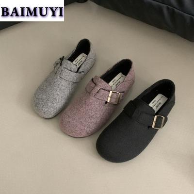 Туфли на плоской подошве, повседневные туфли-мюли, женские замшевые мокасины на платформе, плюшевые теплые зимние женские кроссовки 2024 года, трендовый бренд, дизайнер, уютный, зимняя женская обувь