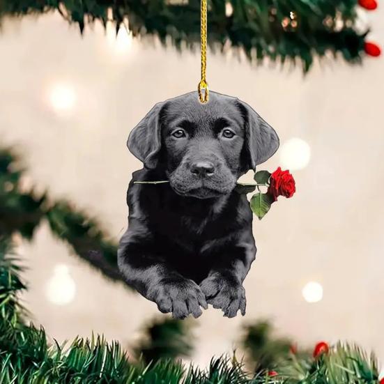 Милые подвески в виде кошки, собаки и розы, 2D акриловый брелок, новинка, шарм на тему питомцев для зеркала автомобиля, сумки, дома, праздничное украшение