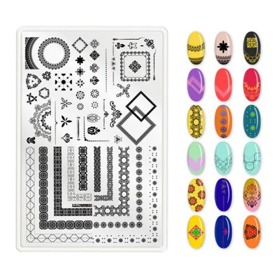 9.5X14.5см Большой размер пластины для стемпинга ногтей Цветочные/Геометрические дизайны Шаблон для нейл-арта для DIY декора ногтей 5.6см круглый штамп