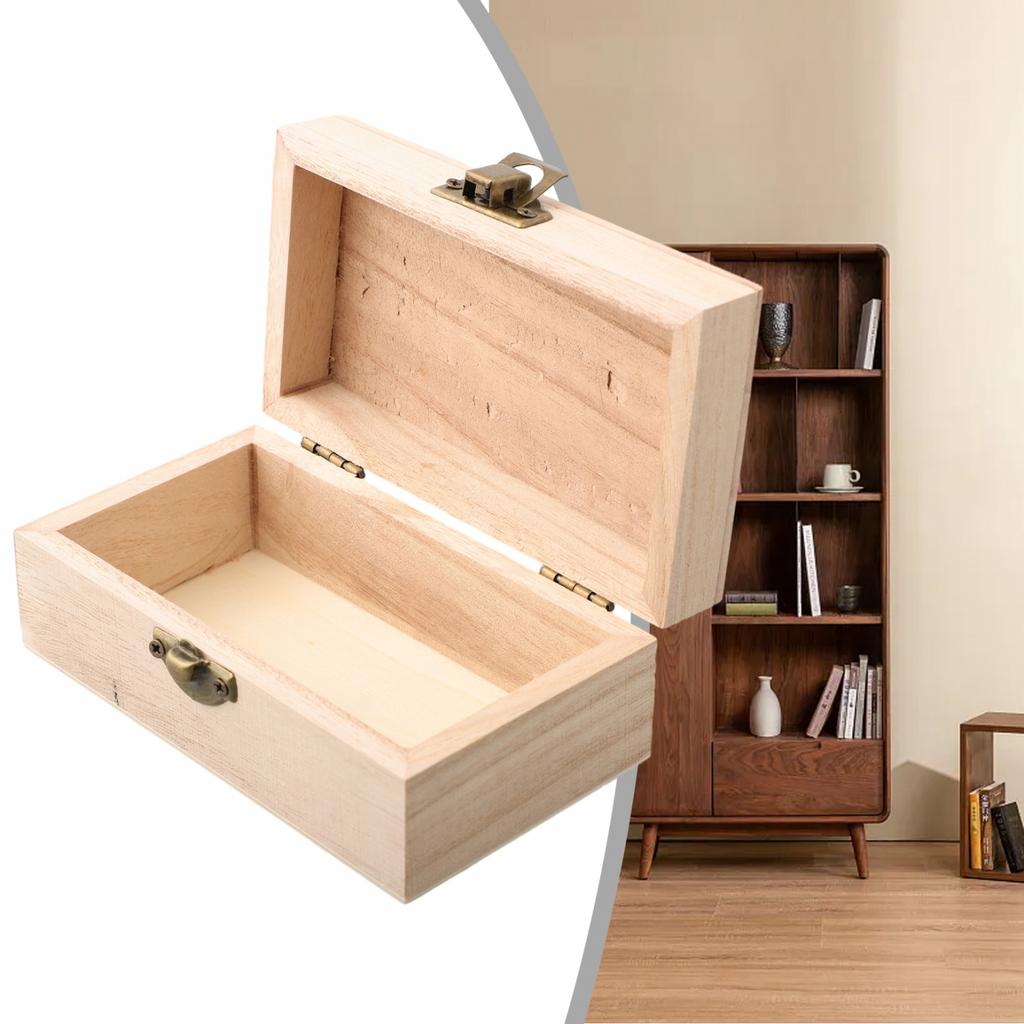 Box 1pcs/3pcs Plain Wooden Hinged Storage Household