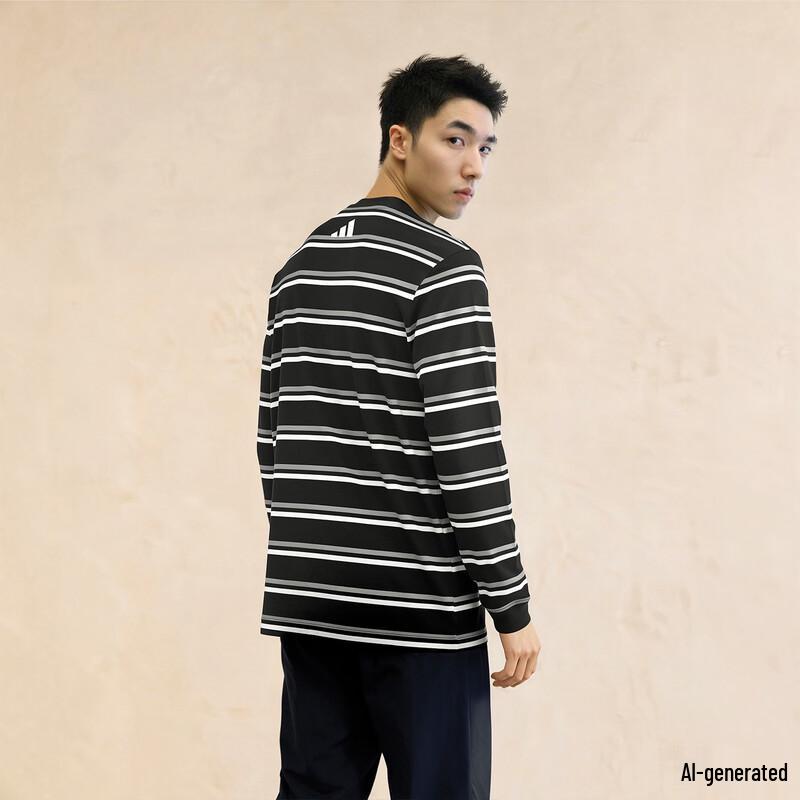 Adidas Unisex Casual Striped Long-Sleeve T-Shirt