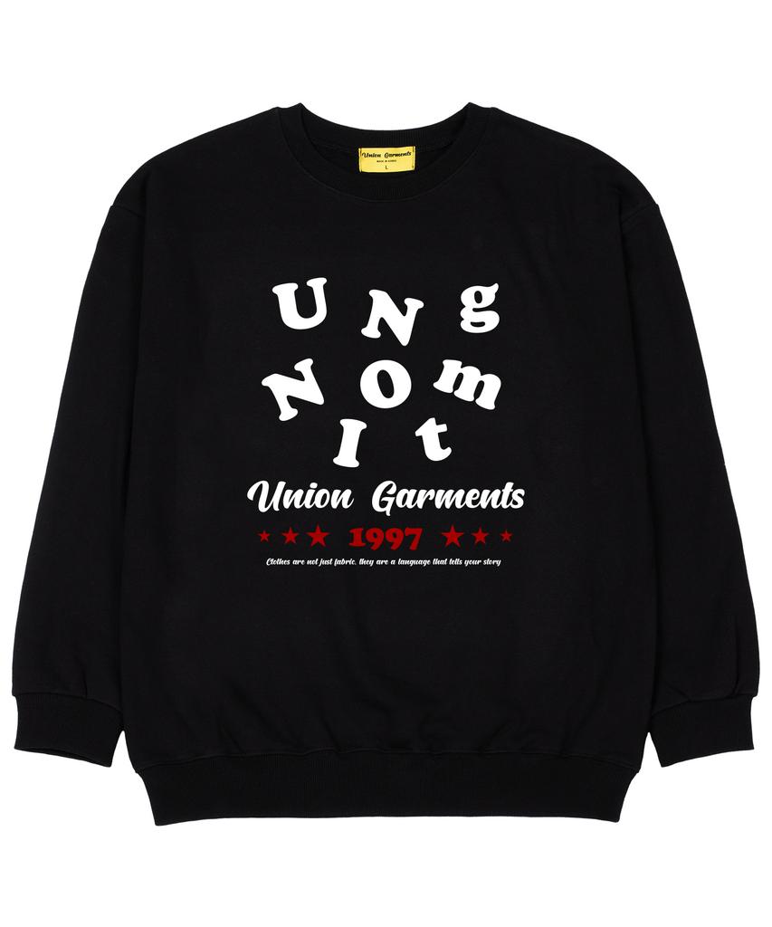 UNION GARMENTS Alphabet Logo French Terry Oversized Sweatshirt Black