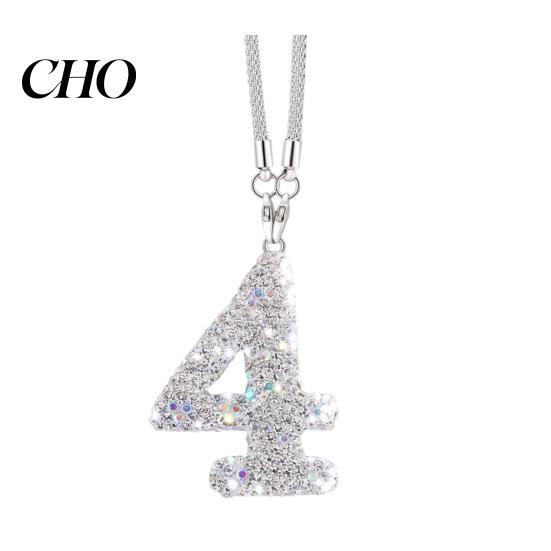 Personalized Car Accessory Bling Rear View Mirror Accessories Rhinestone Numbers Interior Decoration Hanging Ornament 0-10 Automotive Pendant