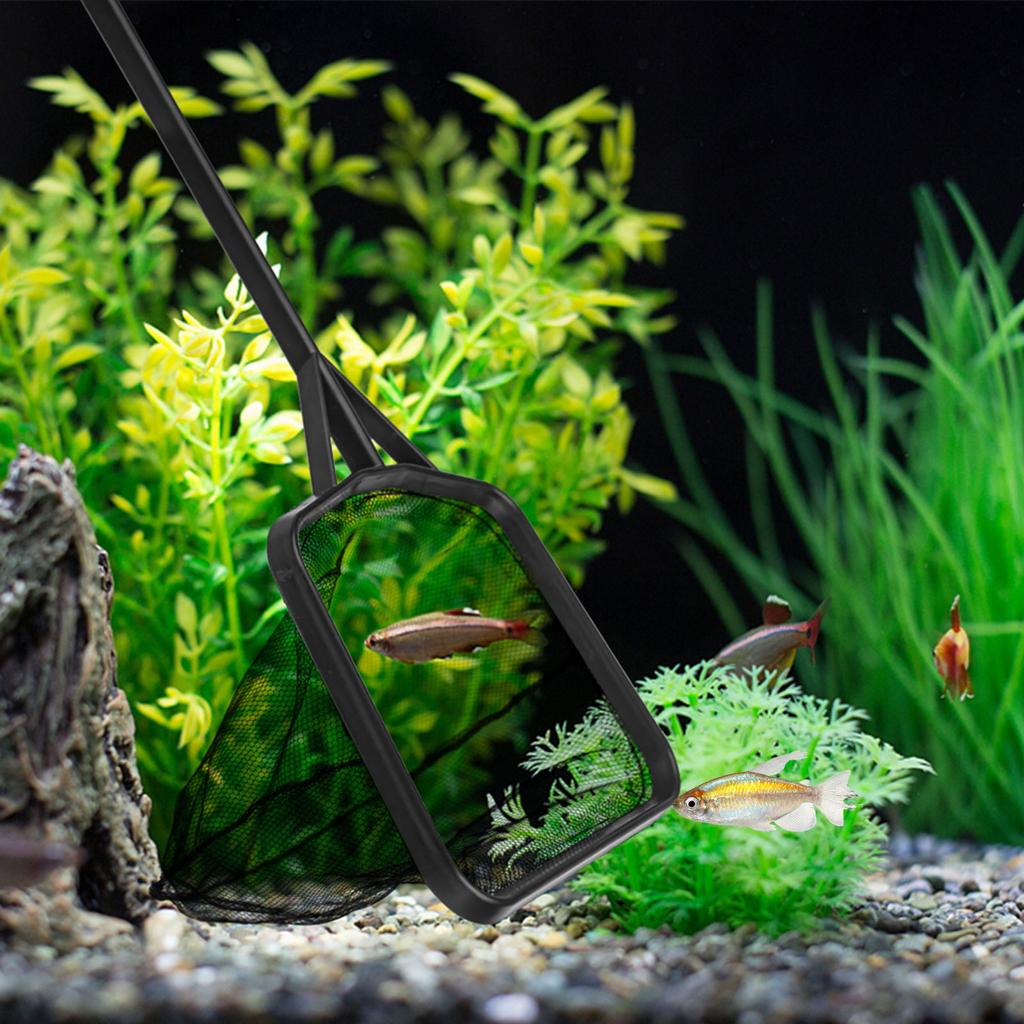 Functional Aquarium Square Fishing Net with Long Handle Fishing Gear for Catching Fish Clean Shrimp Tank Aquarium Tools